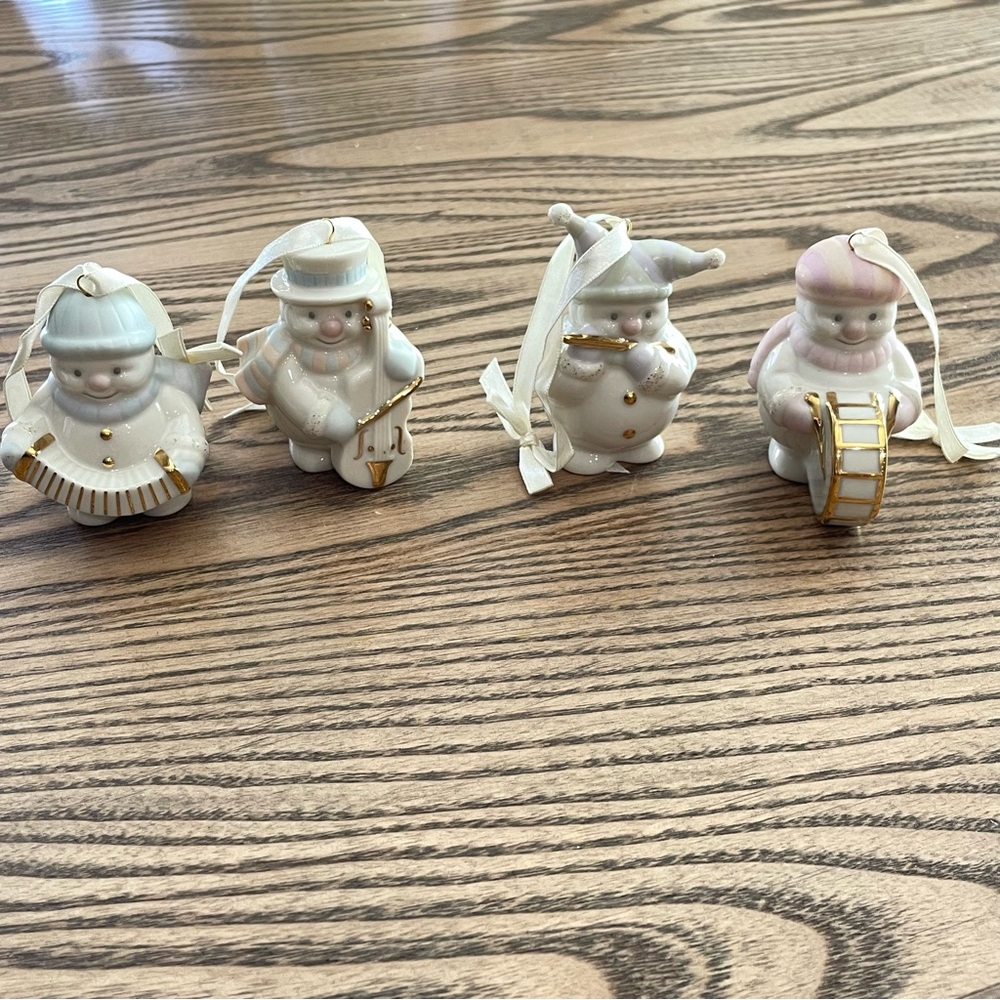 4 Vintage Lenox Musician Snowman Christmas Ornaments‎